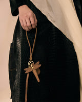 Brown Dragonfly Leather Keychain