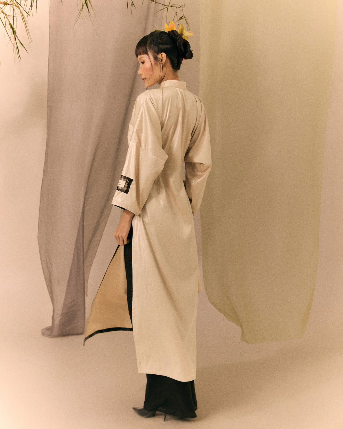 Beige Ao dai Thuong Ho