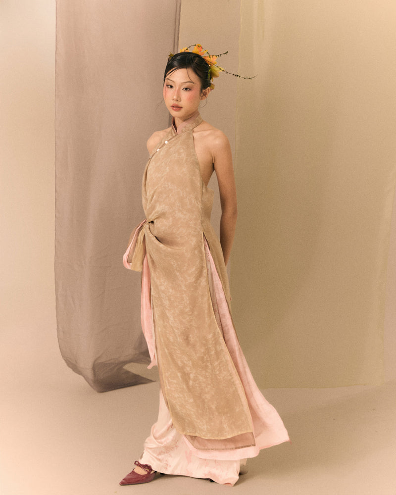 Blush Pink Lam Thuy Silk Wide-leg Pants