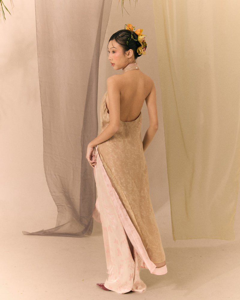 Blush Pink Lam Thuy Silk Wide-leg Pants