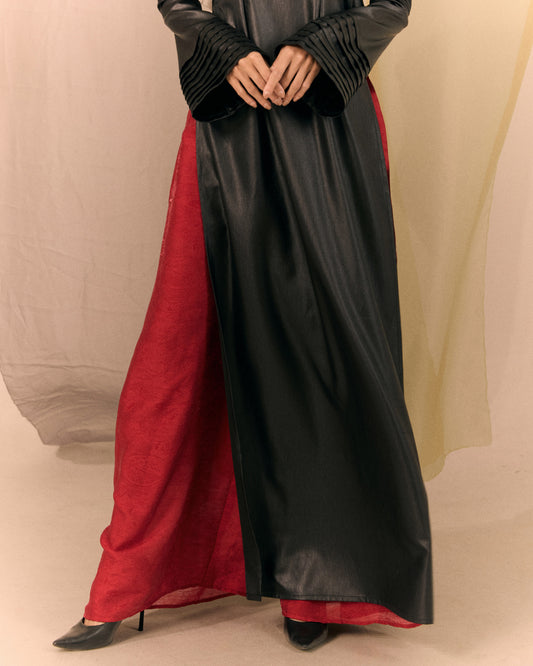 Bright Burgundy Lam Thuy Silk Wide-leg Pants