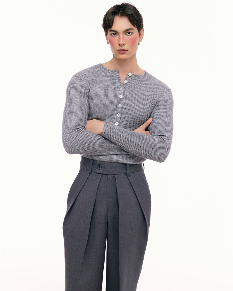 Dark Gray Dual Pleat Trousers