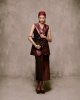 Deep Red Ch??ng D??ng Leather AN HERITAGE ASTOUDGilet 