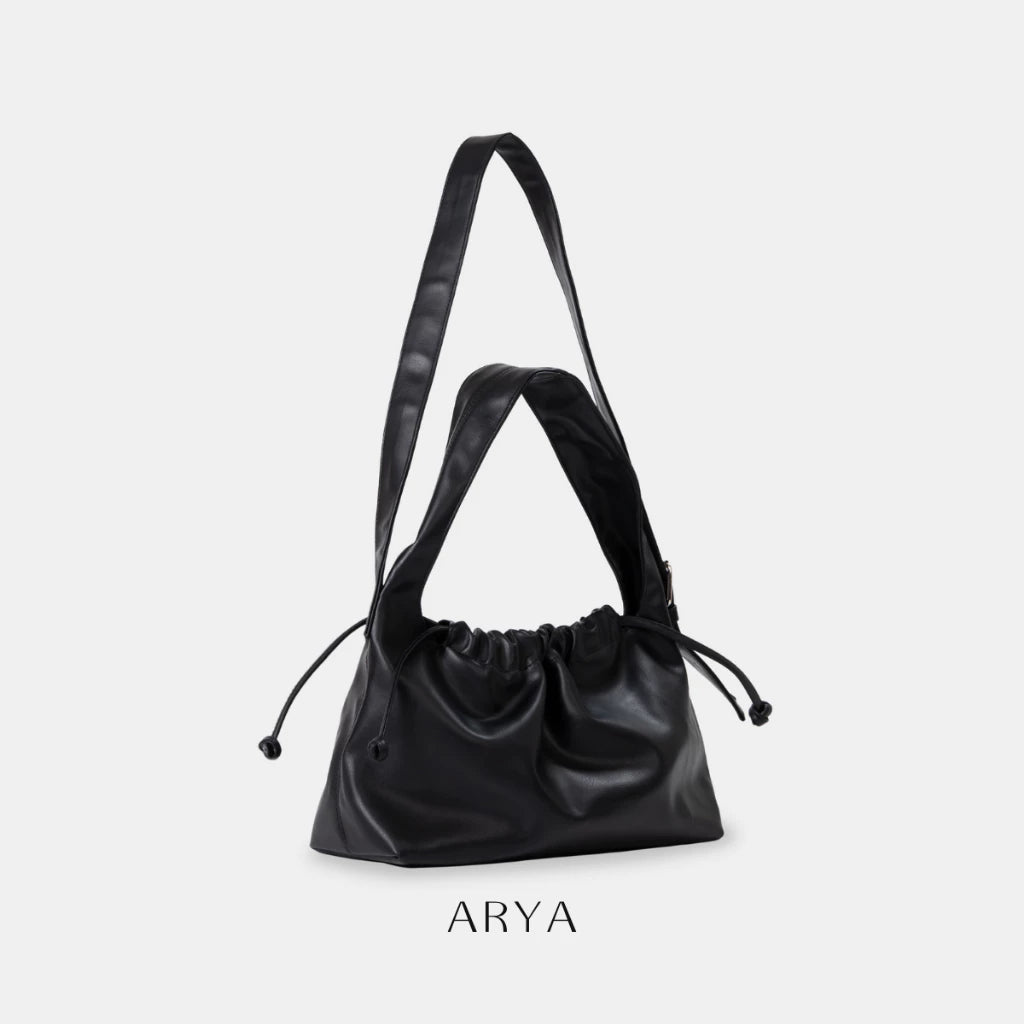 BLACK DRAWSTRING CROSSBODY