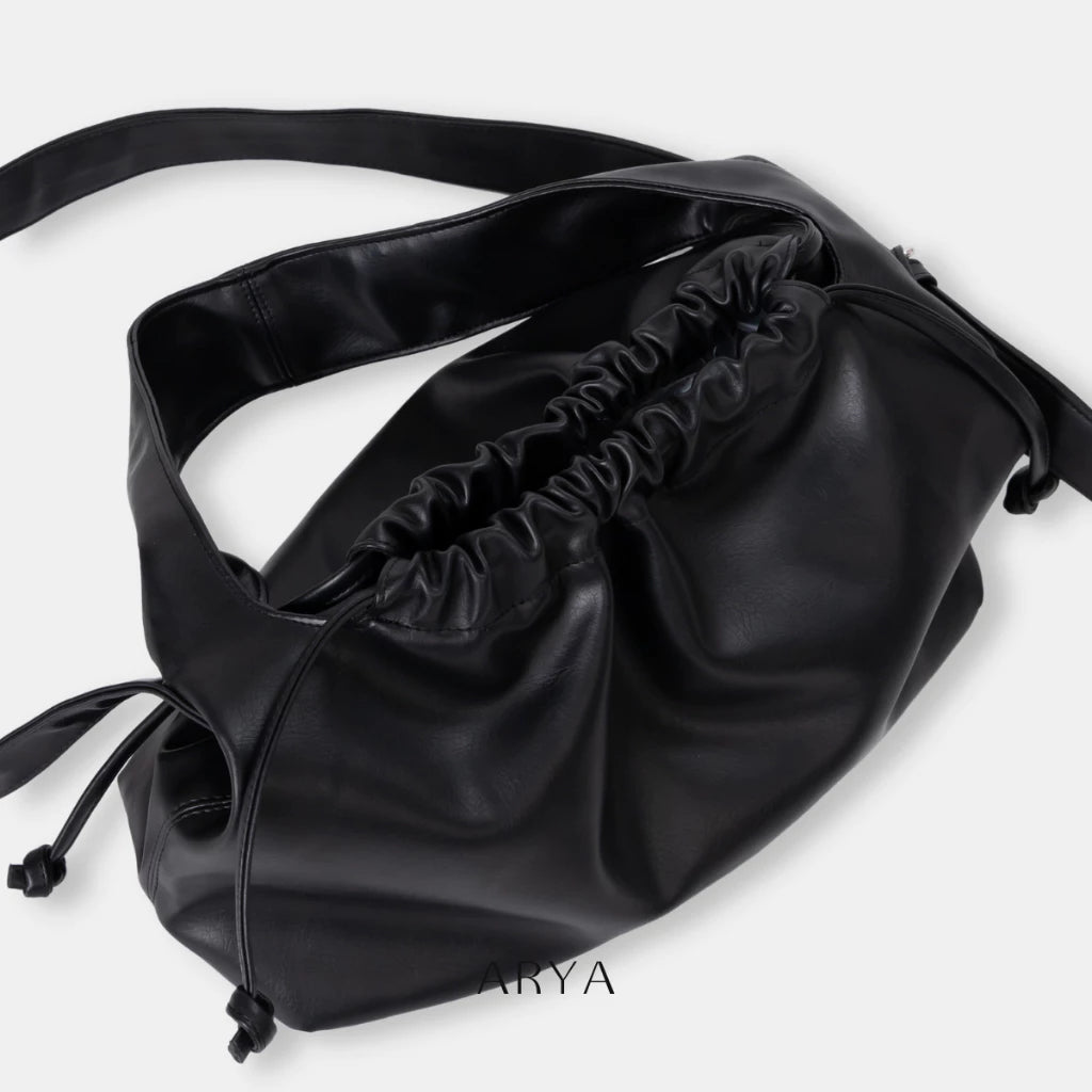 BLACK DRAWSTRING CROSSBODY