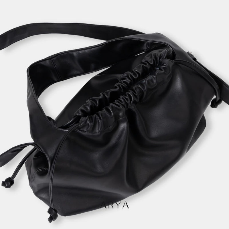 BLACK DRAWSTRING CROSSBODY