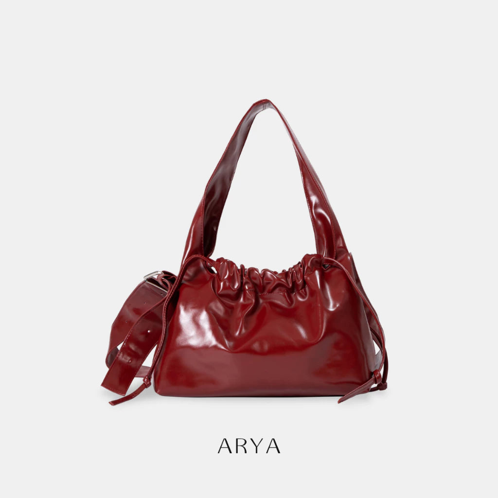 RED DRAWSTRING CROSSBODY