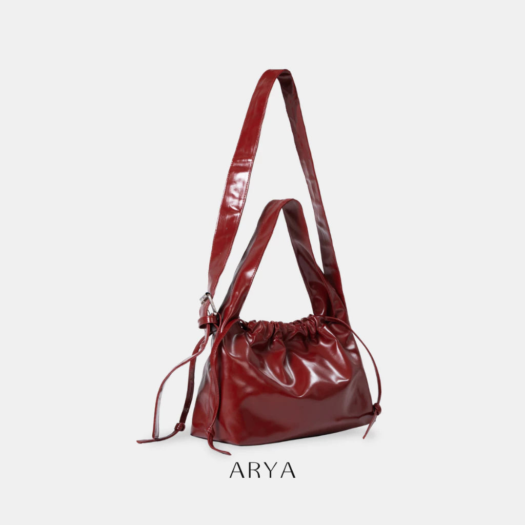 RED DRAWSTRING CROSSBODY