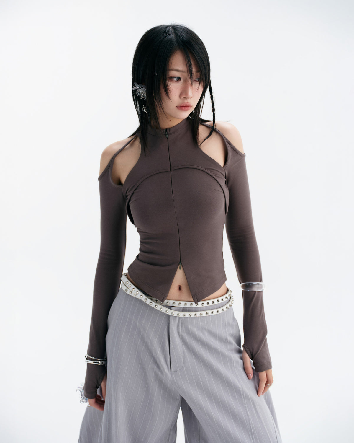 CASPIAN LONG SLEEVE TOP (GREY)