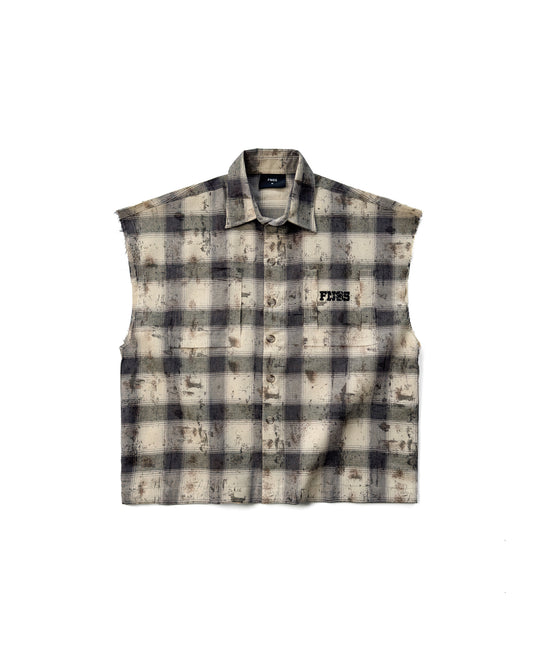 Tbc5 - "FNOS" Bat Cut Caro Shirt - Beige