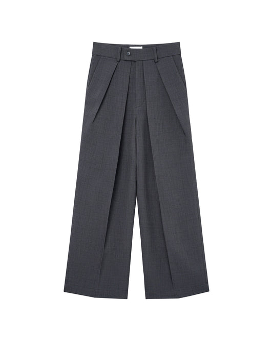 Dark Gray Dual Pleat Trousers