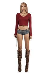 pop-long-sleeve-vneck-cropped-top tatichu astoud