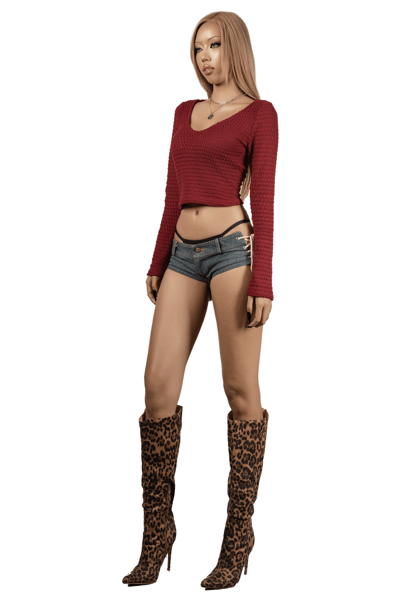 pop-long-sleeve-vneck-cropped-top tatichu astoud