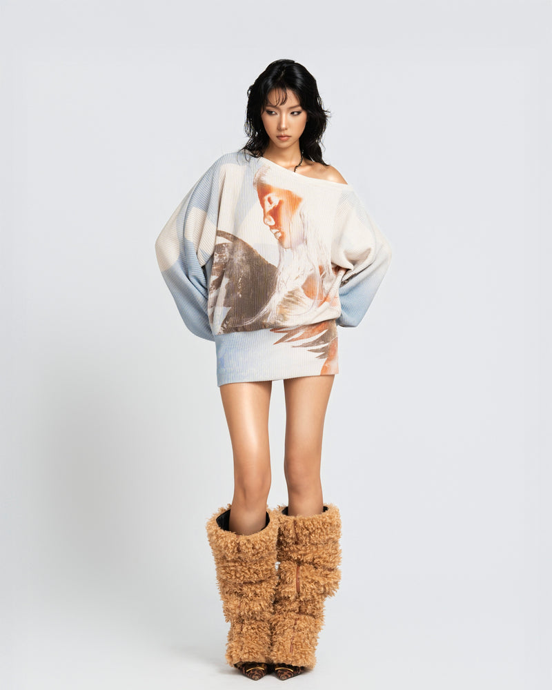 Map Teddy Bear Cover Boots - Brown