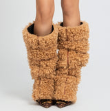 Map Teddy Bear Cover Boots - Brown