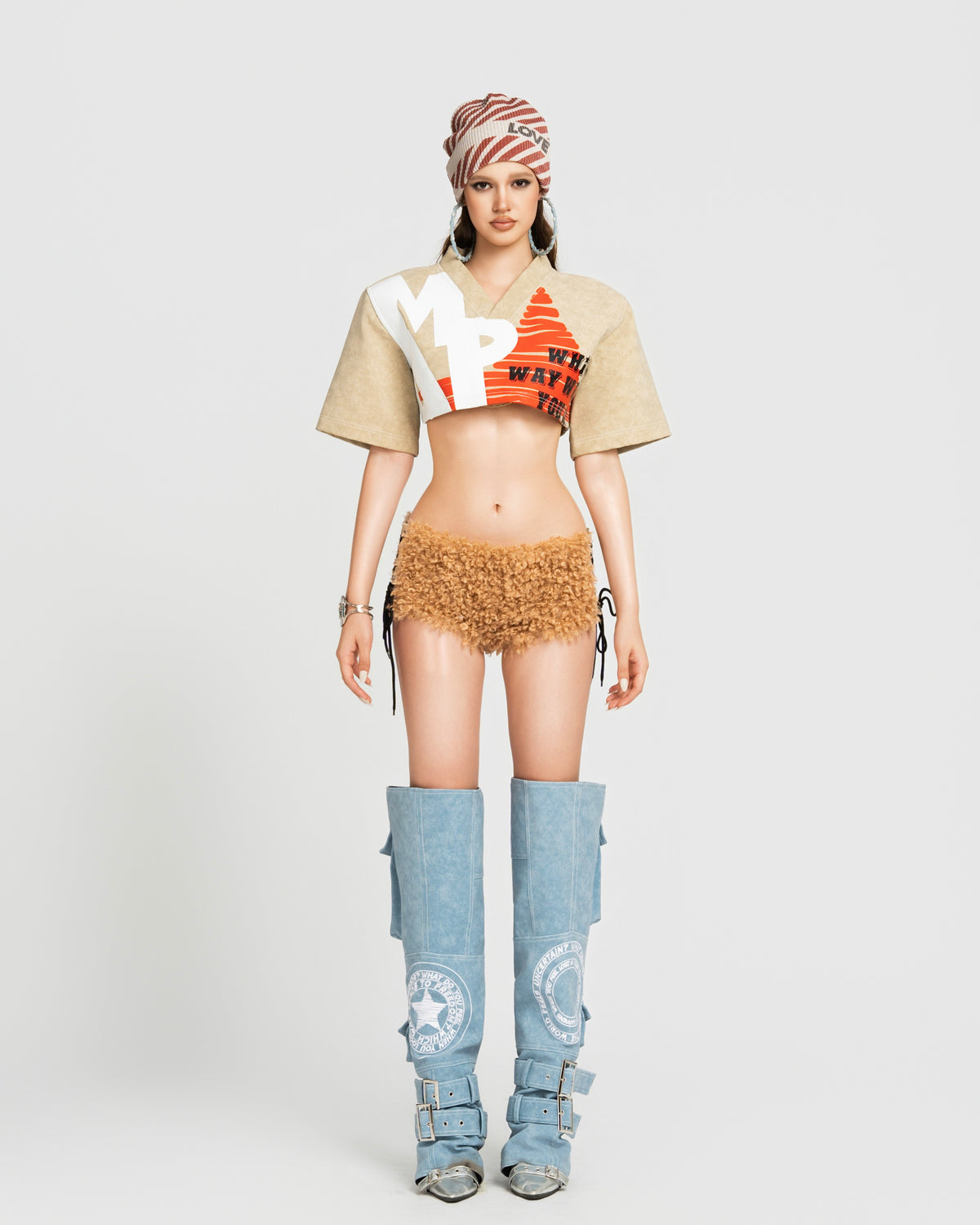 MAP FAUX EMBROIDERED COVER BOOTS