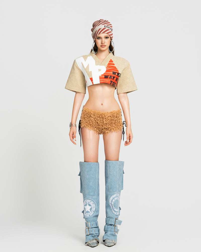 MAP FAUX EMBROIDERED COVER BOOTS