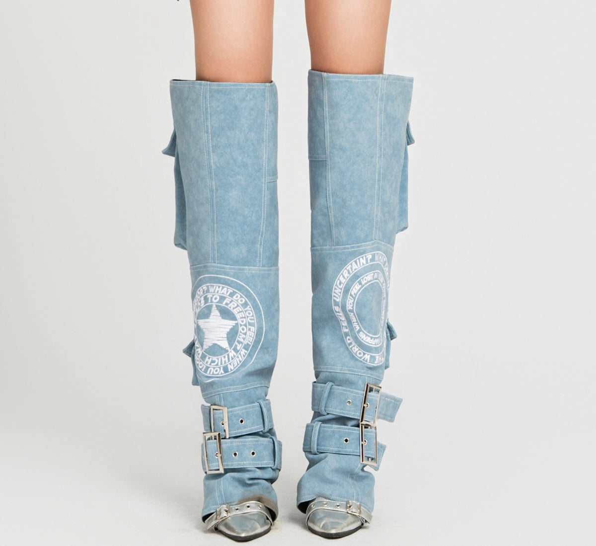 MAP FAUX EMBROIDERED COVER BOOTS