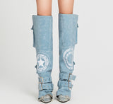 MAP FAUX EMBROIDERED COVER BOOTS