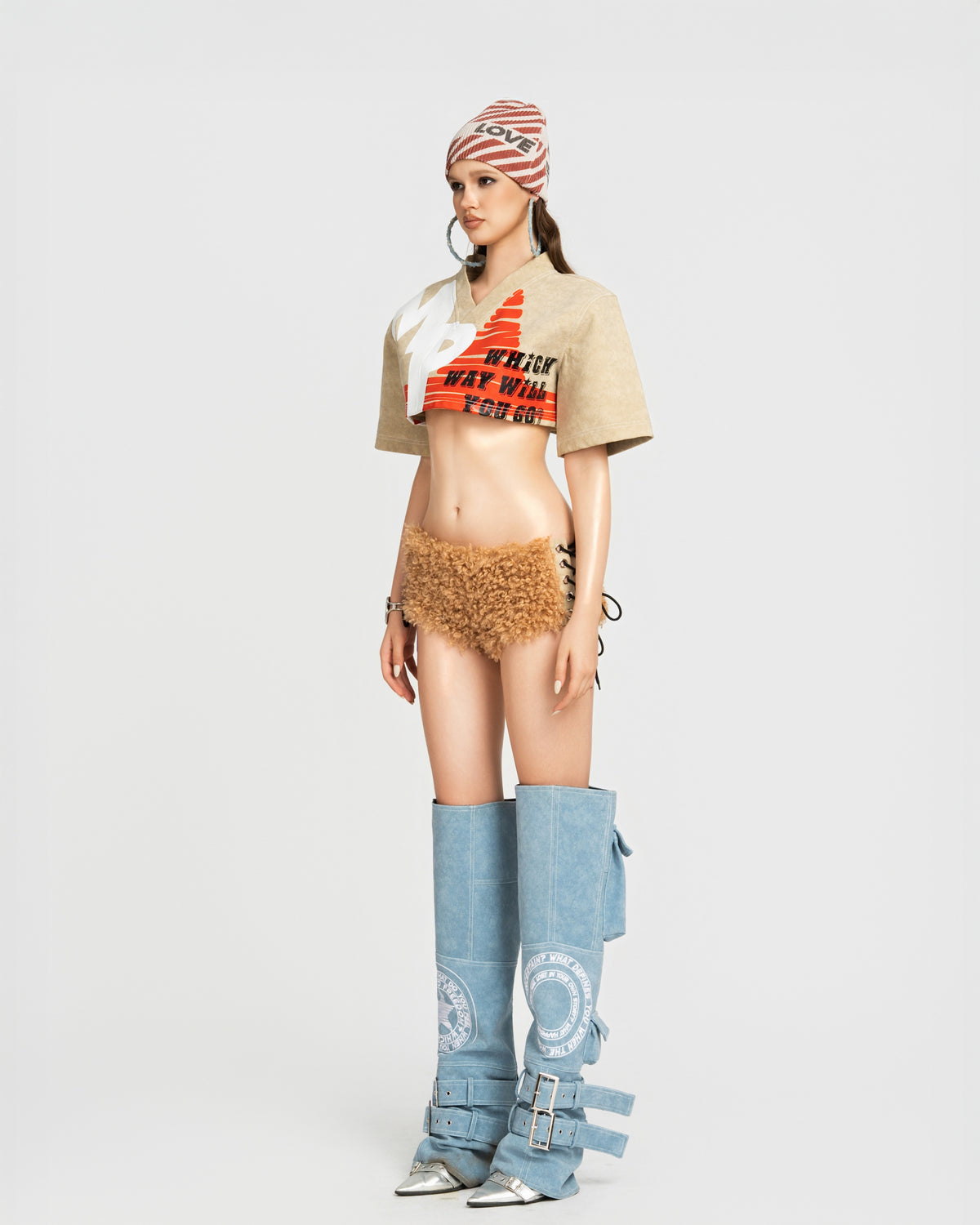 MAP FAUX EMBROIDERED COVER BOOTS