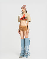 MAP FAUX EMBROIDERED COVER BOOTS