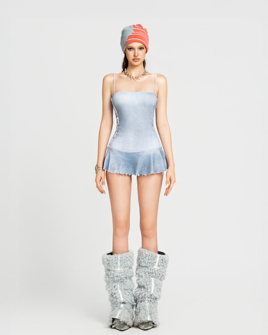 MAP CAMISOLE MINI DRESS - BLUE