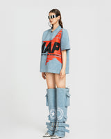 MAP FAUX OVERSIZED TOP - BLUE