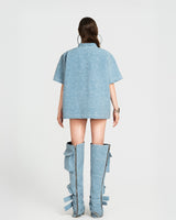MAP FAUX OVERSIZED TOP - BLUE