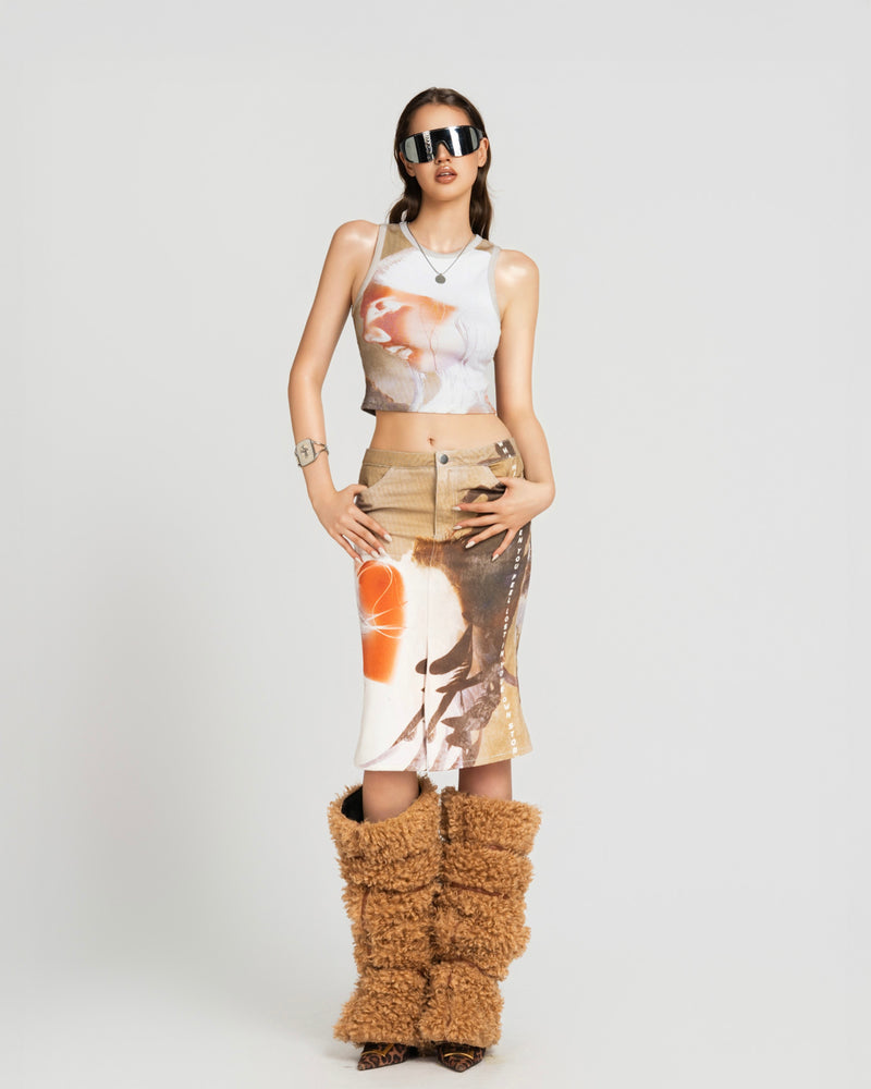 Map Teddy Bear Cover Boots - Brown