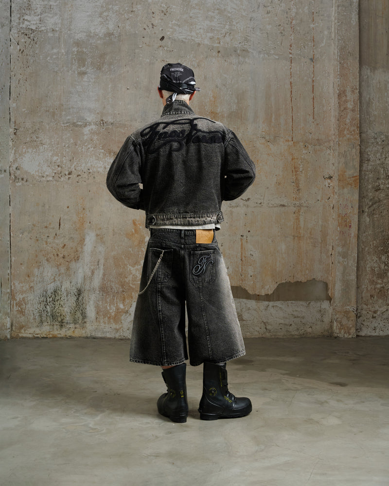 JKD3 - BLACK "FNOS VERSE" DENIM JACKET WASHED
