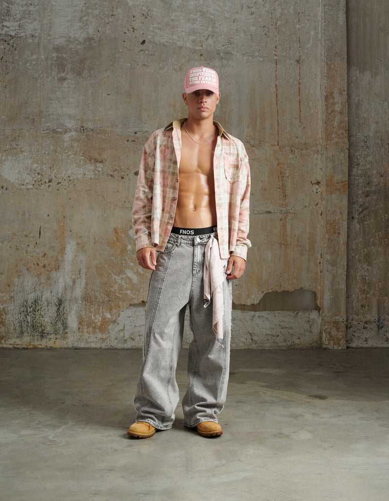 SH7 - "FNOS" FLANNEL CHECKED SHIRT - PINK
