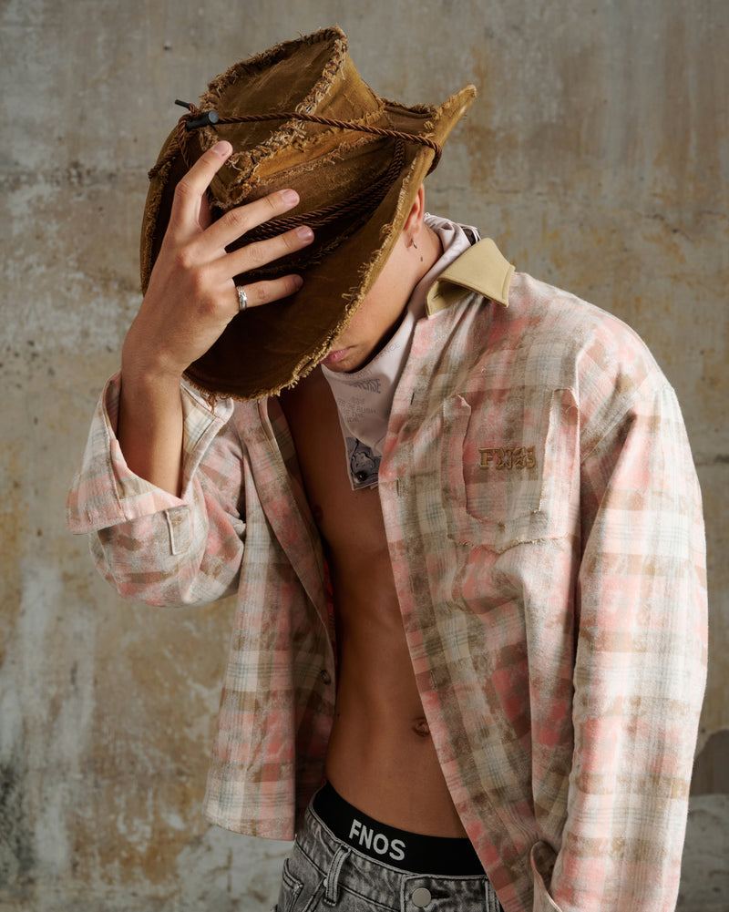 SH7 - "FNOS" FLANNEL CHECKED SHIRT - PINK