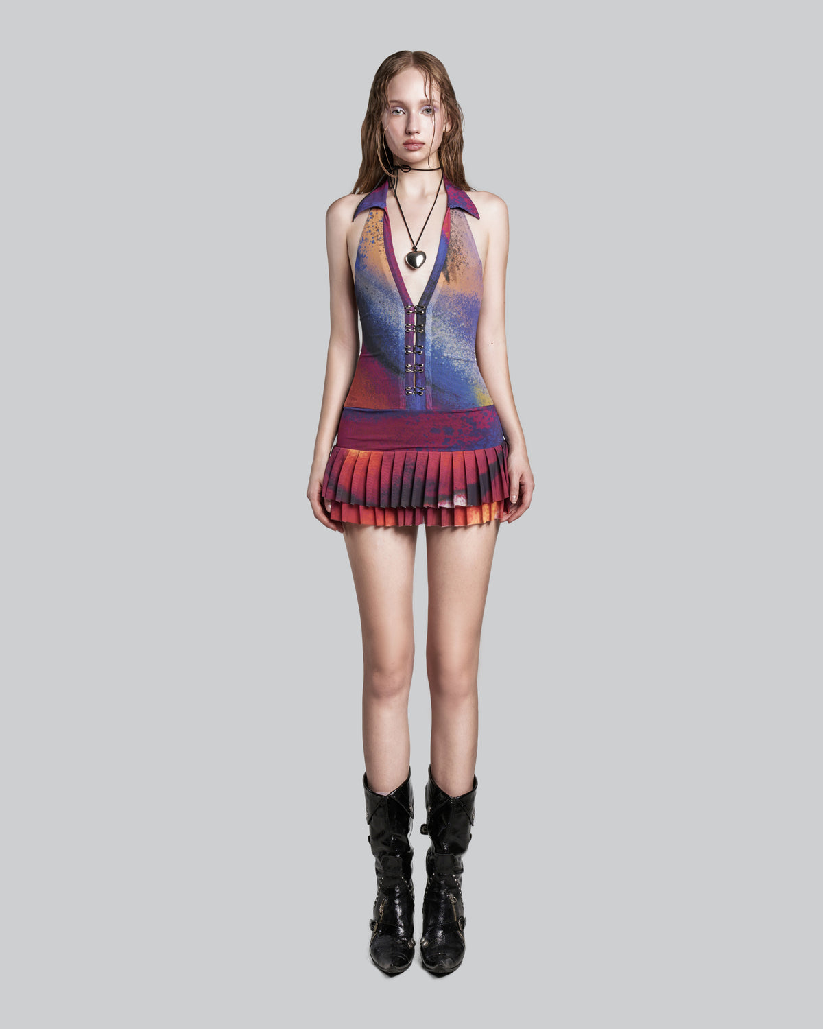 iunu-halter-v-neck-mesh-dress tatichu astoud