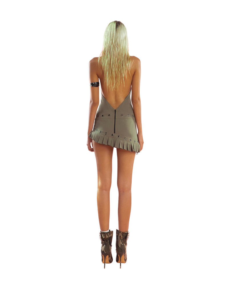 puzzle-halter-neck-pleated-trim-dress tatichu astoud