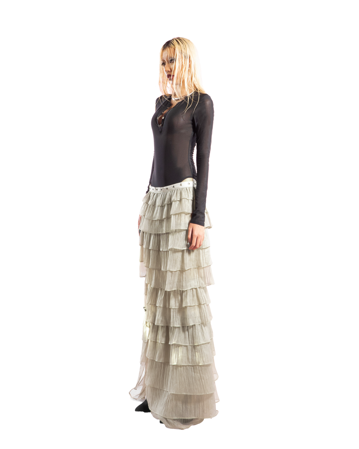 puzzle-tiered-layer-split-maxi-skirt tatichu astoud
