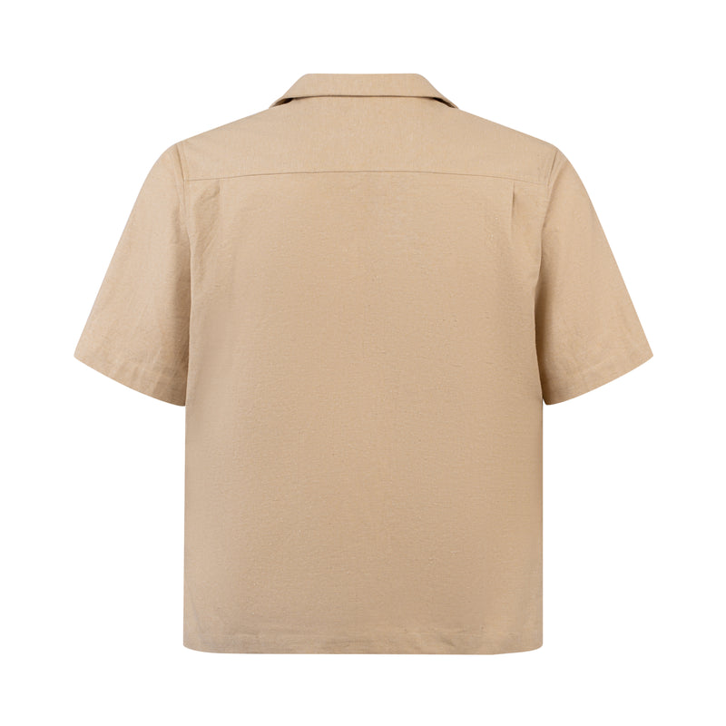 brown-zip-up-hemp-cuban-shirt saomai homme astoud
