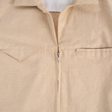 Brown Zip-Up Hemp Cuban Shirt