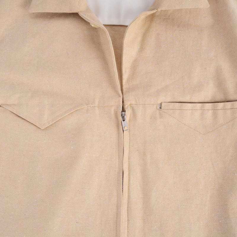 Brown Zip-Up Hemp Cuban Shirt