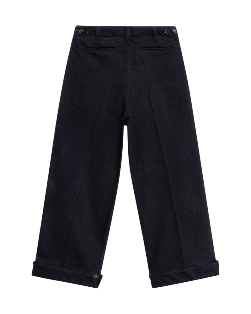 Black Denim Pleated Trousers