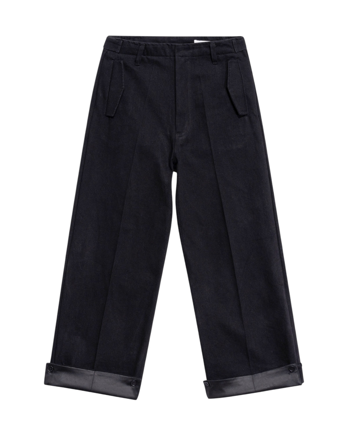 Black Denim Pleated Trousers