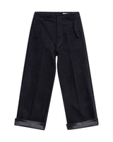 Black Denim Pleated Trousers