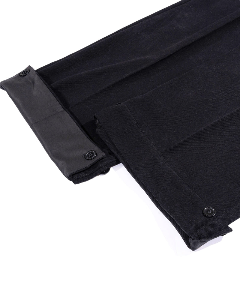 Black Denim Pleated Trousers