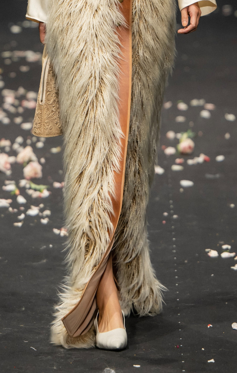 mưa-tơi-feathered-wrap-skirt an heritage astoud