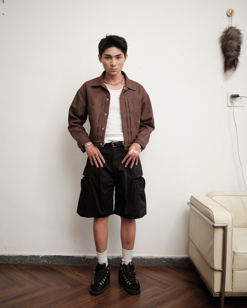 black-3d-cement-tiles-cargo-short saomai homme astoud