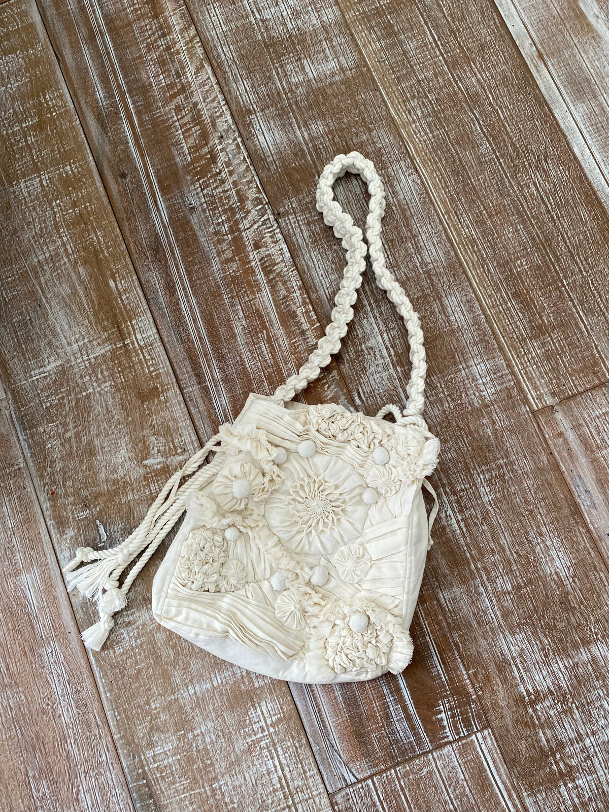 BEIGE ALGAE LINEN BAG - M