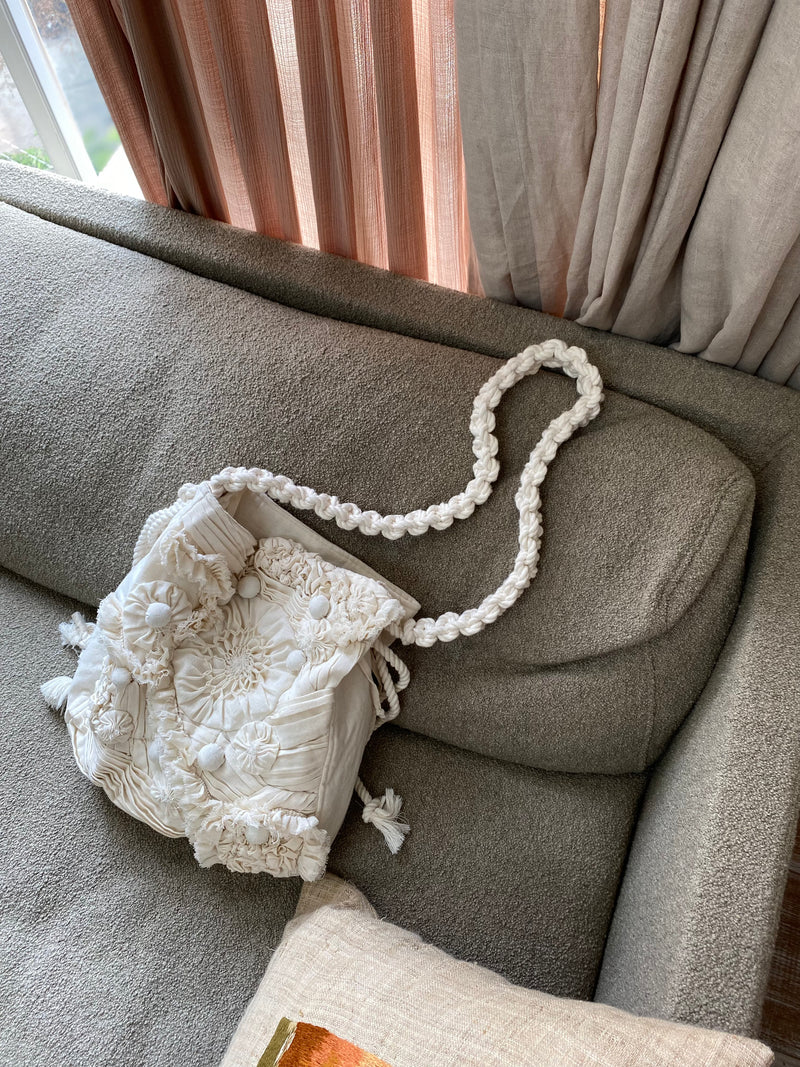 BEIGE ALGAE LINEN BAG - M