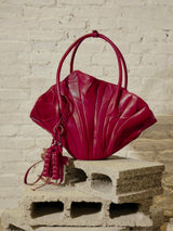 BORDEAUX  DRIED LOTUS LEAVES LEATHER BAG - MM