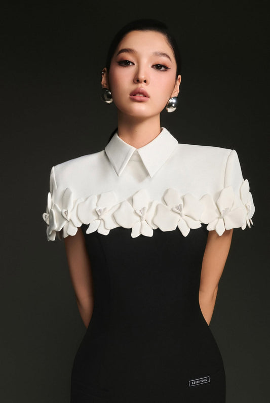 WHITE SHIRT COLLAR CAPE