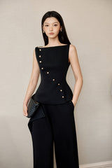 BLACK ECCENTRIC BUTTONS TOP