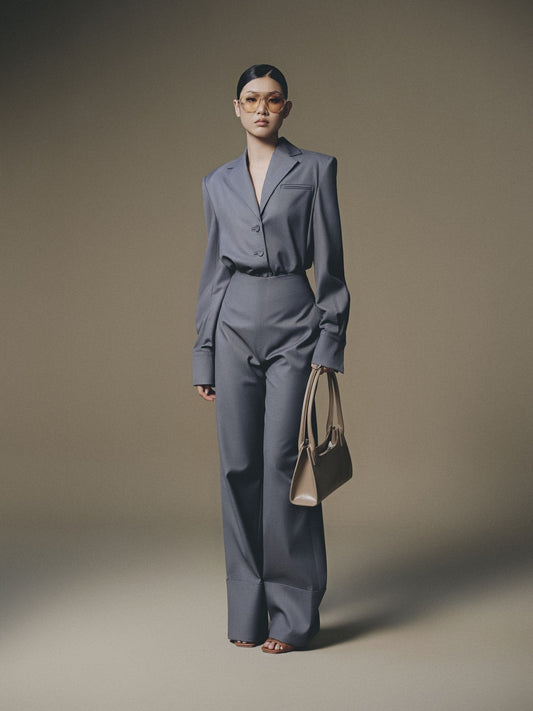 GREY CUFF HEM TROUSER